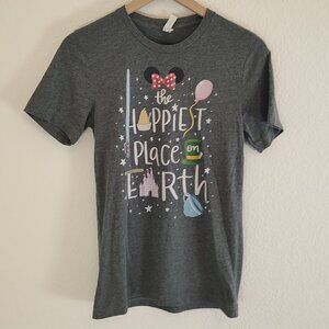 Happiest Place on Earth Small S Shirt Bella Canvas Disneyland Disney World Gray